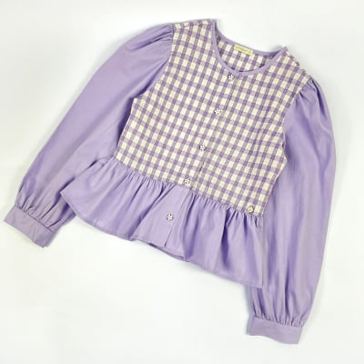 Blusa Infantil Xadrez Lilás Um Mais Um 