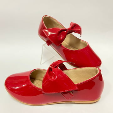 Sapatilha Laço Verniz Vermelho Kids Sapatilha Laço Verniz Vermelho Kids