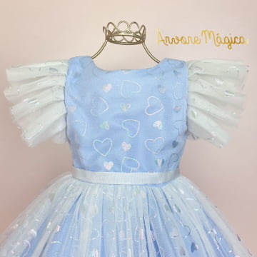 Vestido de Festa Infantil Azul Encantos Petit Cherie