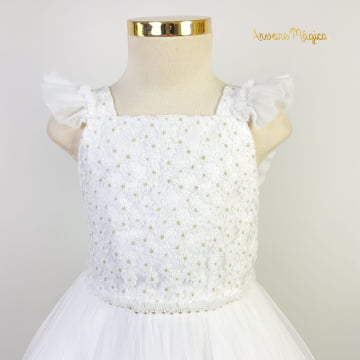 Vestido de Festa Infantil Branco Anne Petit Cherie