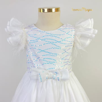 Vestido de Festa Infantil Branco Maggie Petit Cherie