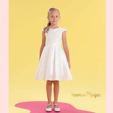 Vestido de Festa Infantil Branco Sophia Kids Petit Cherie