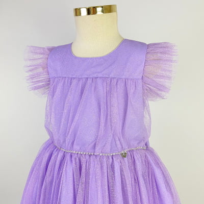 Vestido de Festa Infantil Cattai Lilás Glitter