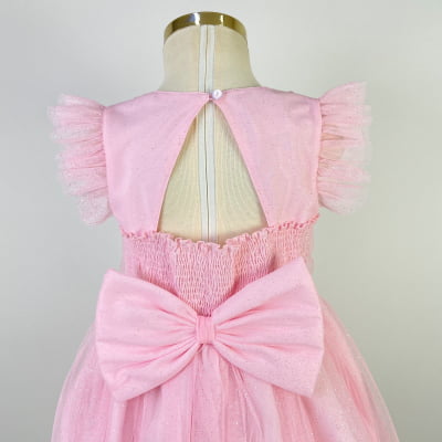 Vestido de Festa Infantil Cattai Rosa Glitter