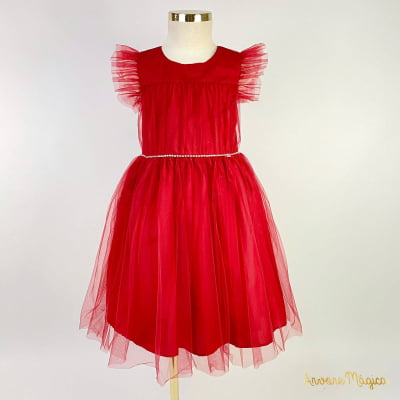 Vestido de Festa Infantil Cattai Vermelho 