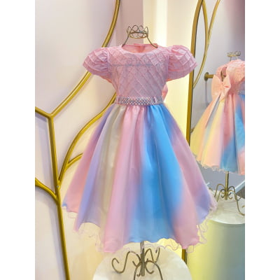 Vestido de Festa Infantil Degradê Candy Colors Árvore Mágica