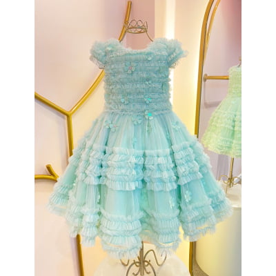 Vestido de Festa Infantil Flores 3D Luxo Petit Cherie