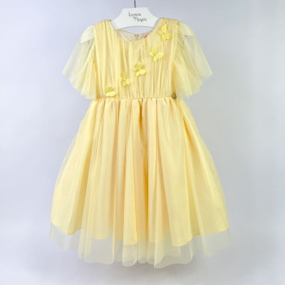 Vestido de Festa Infantil Málagah Candy Tule Amarelo