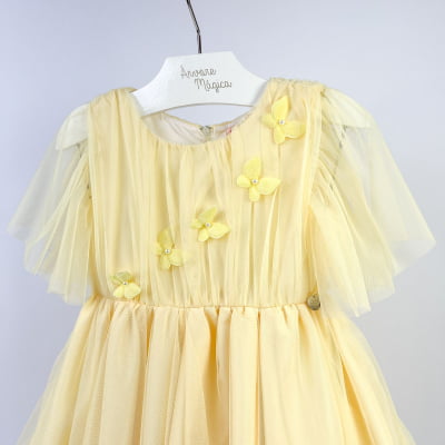 Vestido de Festa Infantil Málagah Candy Tule Amarelo