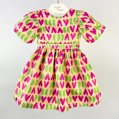 Vestido Infantil Málagah Chuva de Corações