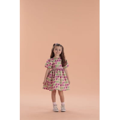 Vestido Infantil Málagah Chuva de Corações