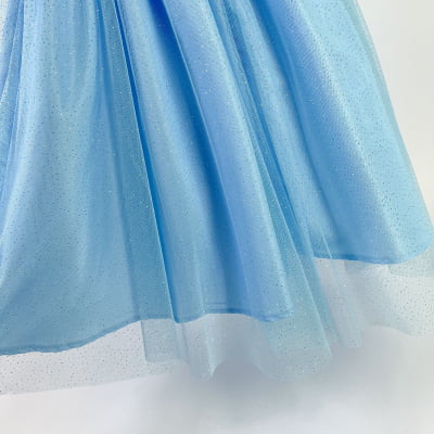 Vestido de Festa Infantil Málagah Glamour Azul Laços Tule Glitter