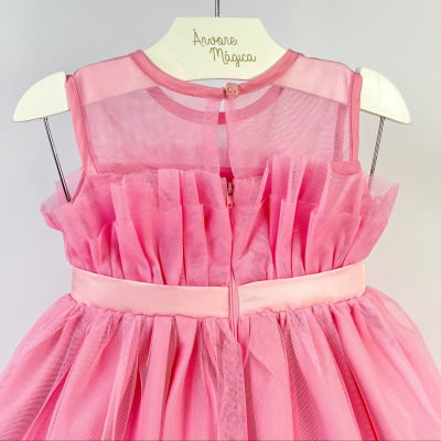 Vestido de Festa Infantil Málagah Lily Tule Rosa