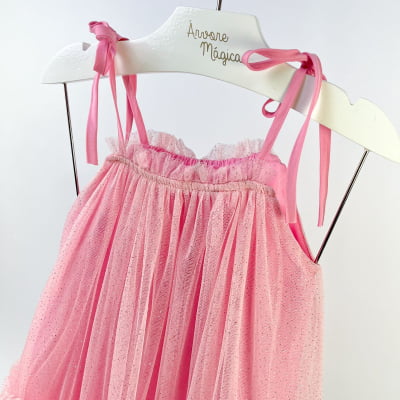 Vestido de Festa Infantil Málagah Rosa Babados