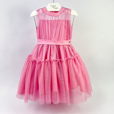 Vestido de Festa Infantil Málagah Rosa Glamour 