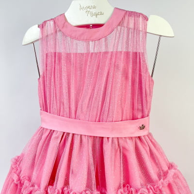 Vestido de Festa Infantil Málagah Rosa Glamour 