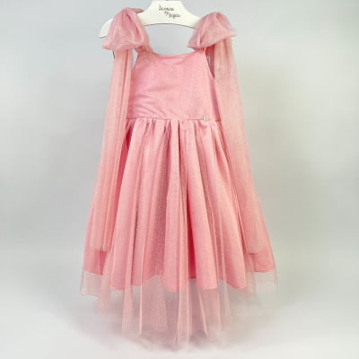 Vestido de Festa Infantil Málagah Rosa Glitter Elegance