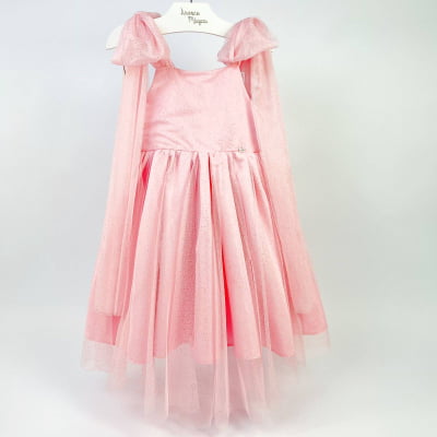 Vestido de Festa Infantil Málagah Rosa Glitter Elegance