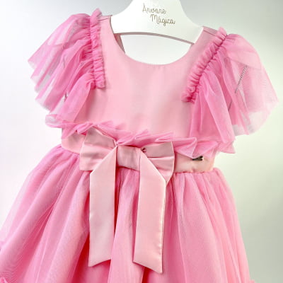 Vestido de Festa Infantil Málagah Rosa Princesa Kate