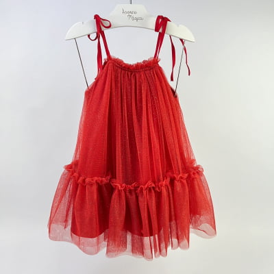 Vestido de Festa Infantil Málagah Vermelho Babados