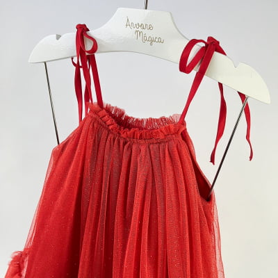 Vestido de Festa Infantil Málagah Vermelho Babados