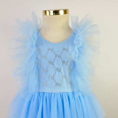 Vestido de Festa Infantil Pituchinhus  Conceito Tule Azul