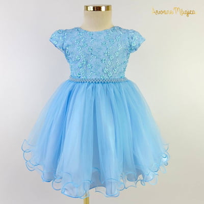 Vestido de Festa Infantil Princess Elegance Azul Árvore Mágica