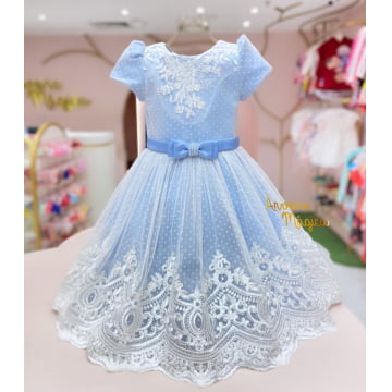 Vestido de Festa Infantil Renda Azul Petit Cherie Vestido de Festa Infantil Renda Azul Petit Cherie