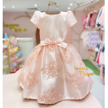 Vestido de Festa Infantil Renda Rosa Petit Cherie Vestido de Festa Infantil Renda Rosa Petit Cherie