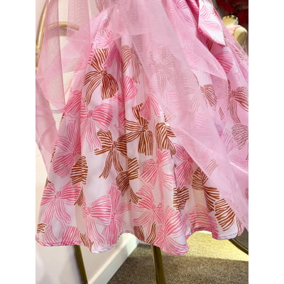 Vestido de Festa Infantil Rosa Laços Málagah