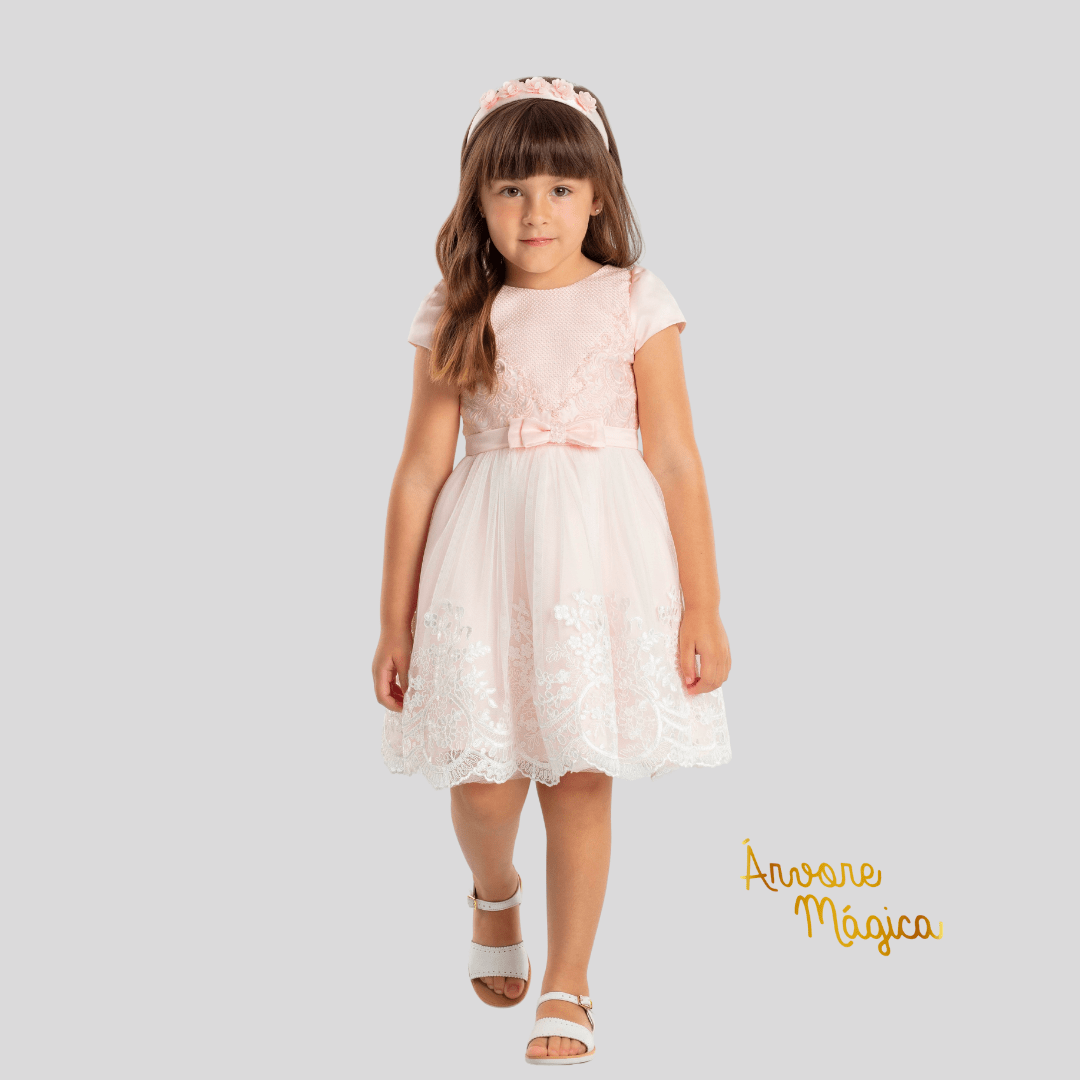 Vestido de Festa Infantil Rosa Renda Luxo Petit Cherie Vestido de Festa Infantil Rosa Renda Luxo Petit Cherie