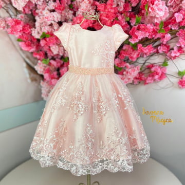 Vestido de Festa Infantil Rosa Rendado Petit Cherie Vestido de Festa Infantil Rosa Rendado Petit Cherie