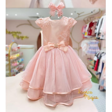 Vestido de Festa Infantil Minnie Rosa Tule Petit Cherie Vestido de Festa Infantil Minnie Rosa Tule Petit Cherie