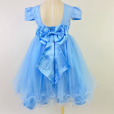 Vestido de Festa Infantil Tule Azul Frozen Árvore Mágica