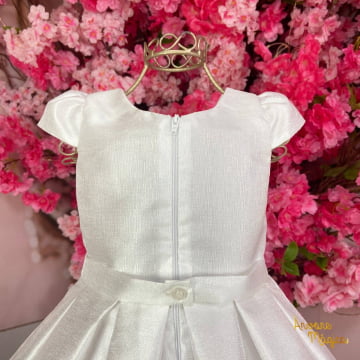 Vestido de Festa Infantil Valentina Branco Bordado Petit Cherie