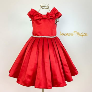 Vestido de Festa Infantil Vermelho Glamour Petit Cherie