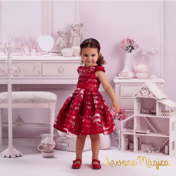 Vestido Infantil de Festa Carmim Floral Petit Cherie Vestido Infantil de Festa Carmim Floral Petit Cherie