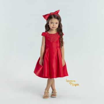 Vestido Infantil de Festa Luna Vermelho Petit Cherie Vestido Infantil de Festa Luna Vermelho Petit Cherie