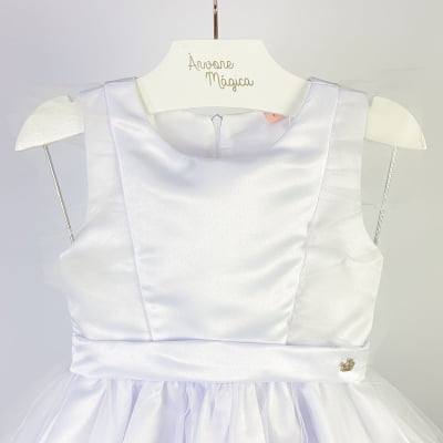 Vestido de Festa Infantil Málagah Angel Branco Tule