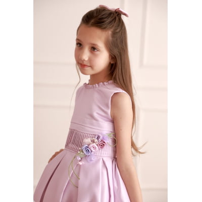 Vestido de Festa Infantil Lavanda Flor