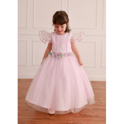 Vestido de Festa Infantil Luxo Rosa Clássico
