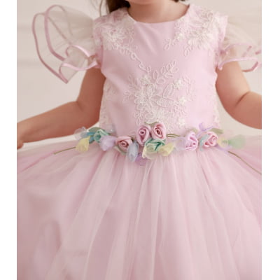 Vestido de Festa Infantil Luxo Rosa Clássico