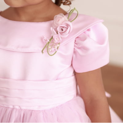 Vestido de Festa Infantil Luxo Rosa Elegance