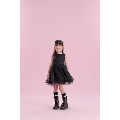 Vestido Infantil Málagah Preto Organza