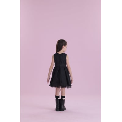 Vestido Infantil Málagah Preto Organza