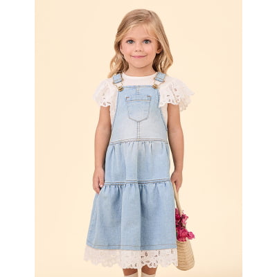 Salopete Infantil Jeans & Renda Animê