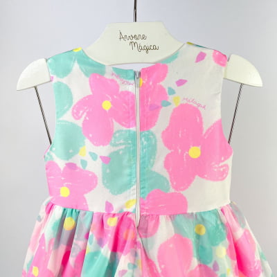 Vestido de Festa Infantil Málagah Flores Babados