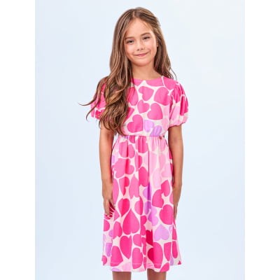 Vestido Infantil Animê Corações