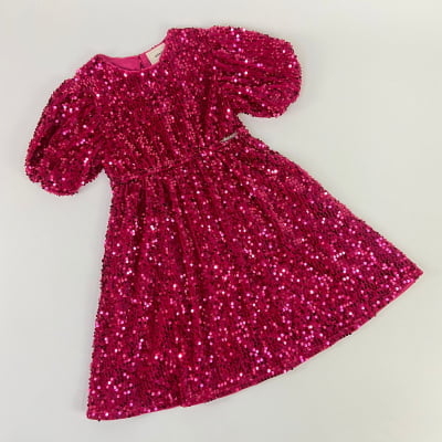 Vestido Infantil Animê Pink Paetês