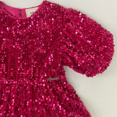 Vestido Infantil Animê Pink Paetês